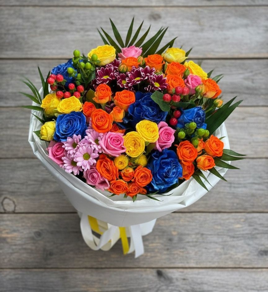 Букет цветов из: Розы и Хризантемы в Бородинской