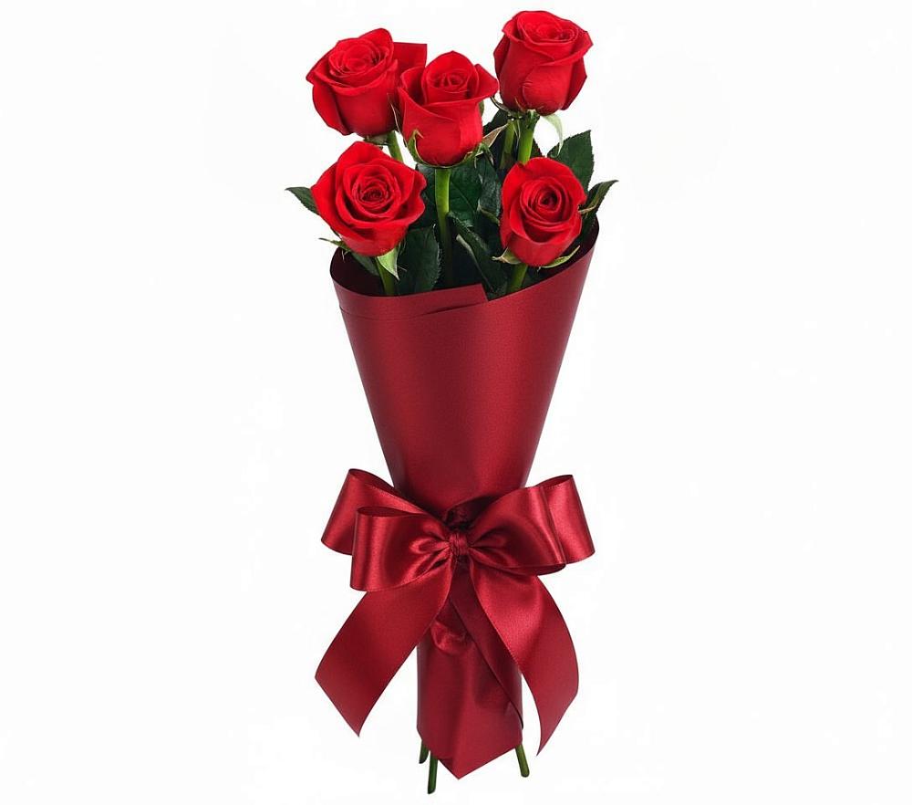 Букет 5 Красных роз Эдлесс Лав в Бородинской