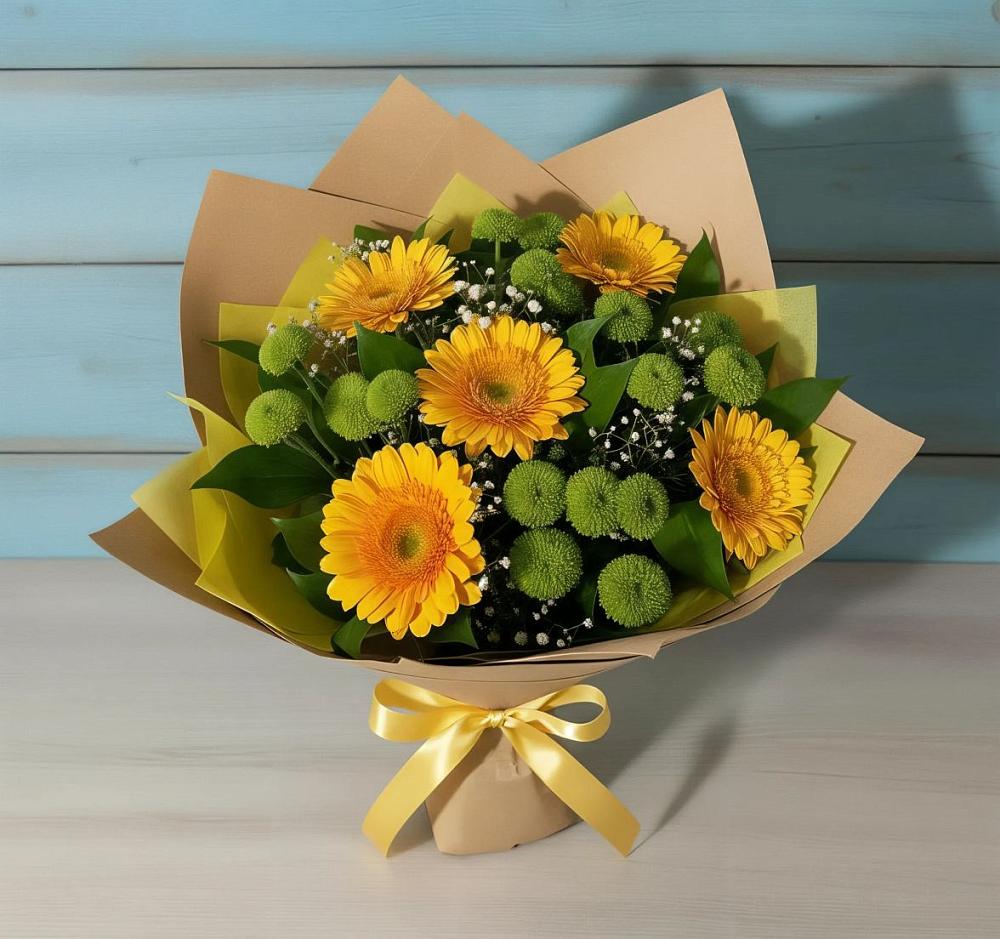 Букет цветов из: Герберы и Хризантемы в Бородинской