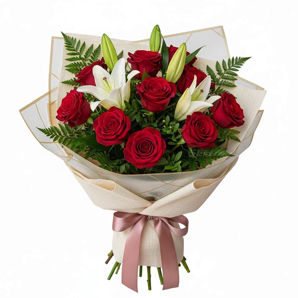 Букет цветов из: Лилии и Розы в Бородинской