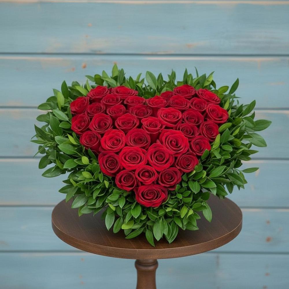 Цветочная композиция из Розы в виде сердца в Бородинской