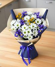 Букет цветов из:  Розы, Ирисы и Хризантемы #REPLACE_PRED# Бородинской