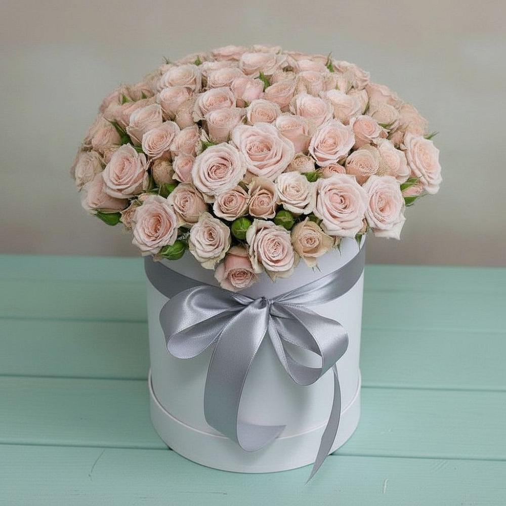 Цветочная композиция из Розы в шляпной коробке в Бородинской